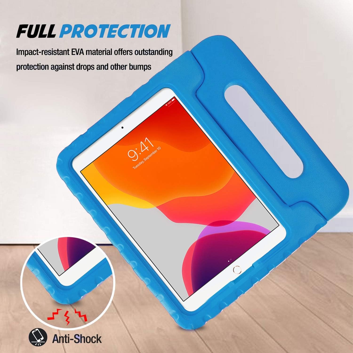 Kids Case for Ipad 9Th Generation/Ipad 8/Ipad 7, Ipad 10.2 Case 2021 2020 2019/Ipad Air 10.5/Ipad Pro 10.5 Kids Case, Shockproof Lightweight Case with Convertible Handle -Blue